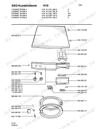 Взрыв-схема стиральной машины Aeg LAVW1009-W D - Схема узла Command panel 037